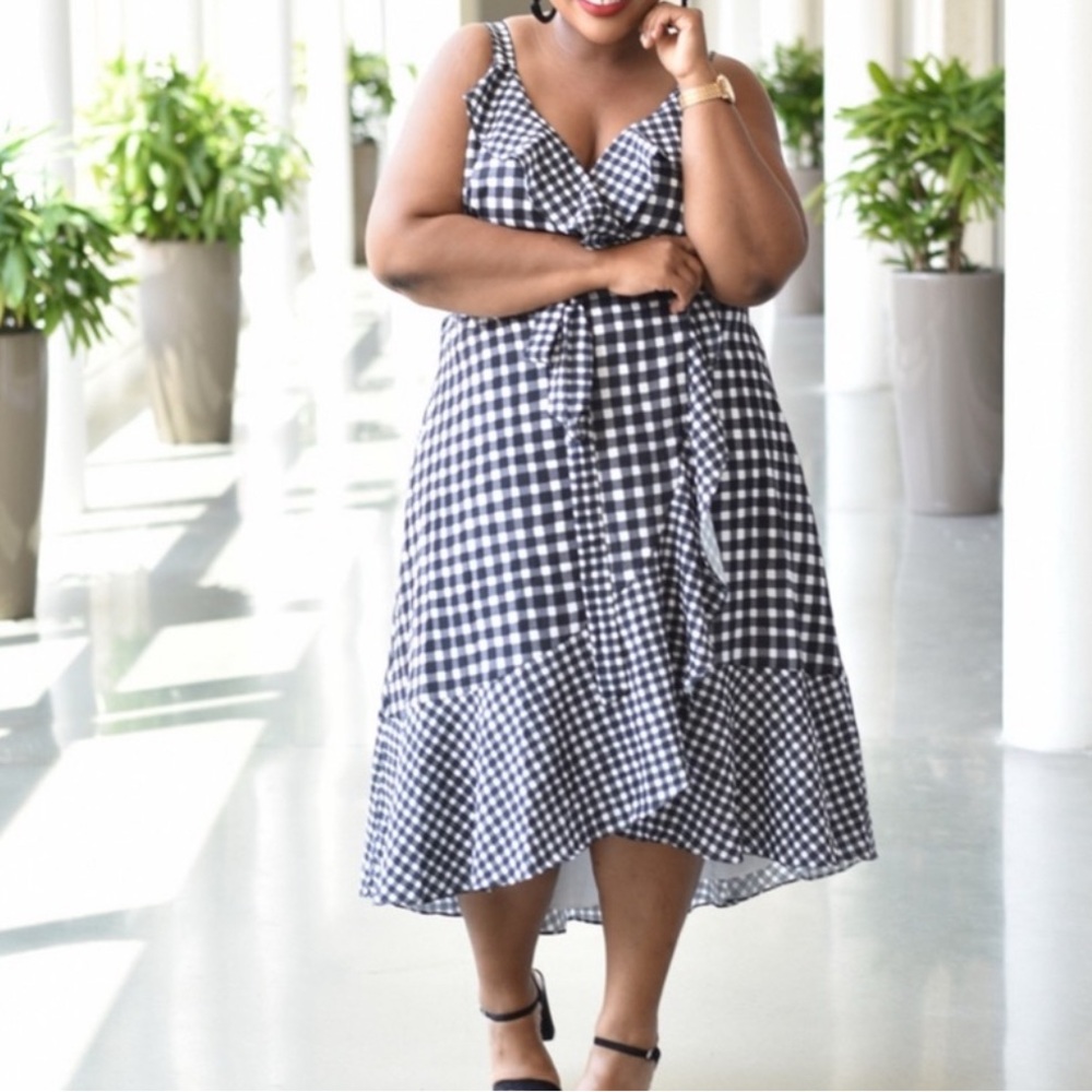Anthropologie Allison Gingham Ruffle Wrap Dress by Hutch - Picture 7 of 7